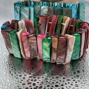 2 Vtg Abalone Shell Bracelets
